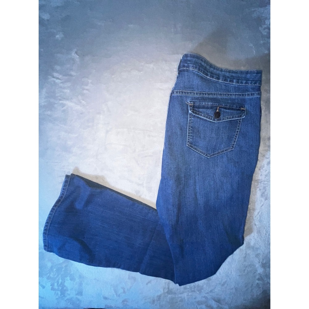 BOOTCUT Old Navy Womens Size 16 Tall Flare Leg Jeans Button Flap Pocket Med Wash